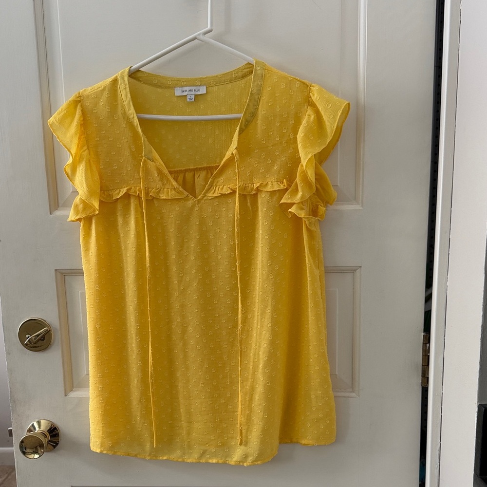 Skies Are Blue Yellow Ruffled Blouse